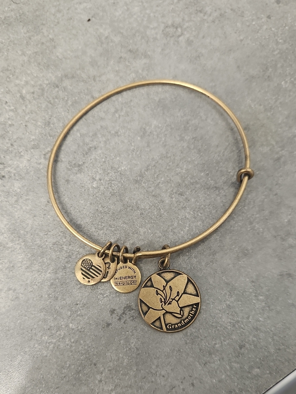 Alex & Ani Grandmother Charm Bangle Bracelet - Raffella Gold Tone